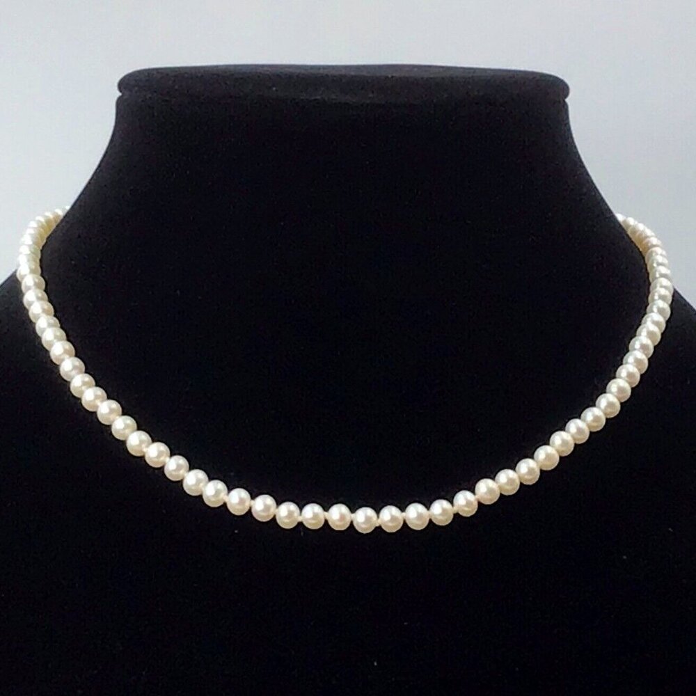 Pearl Necklace 14K Gold Clasp 5mm 16.5”